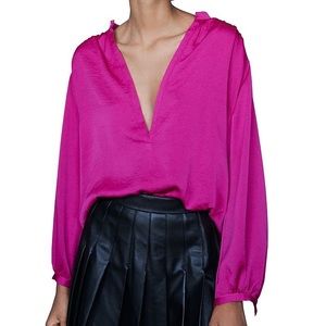 Maje Lerry Top in Pink blouse size 1 satin
